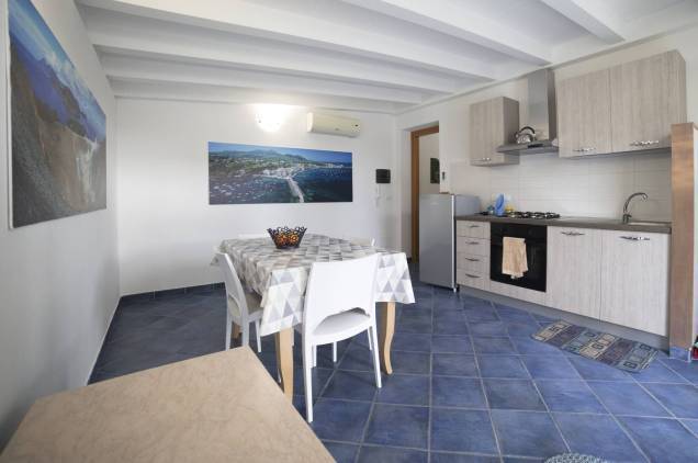 Spacious living room with kitchen