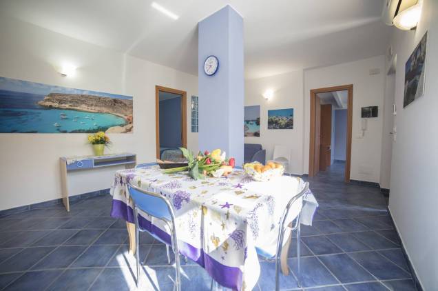 The dining table in the kitchen living room